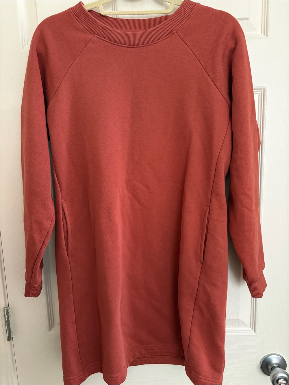 Pact Women's Midi Sweatshirt Dress - Brick Red Burnt Orange Soft Organic Cotton